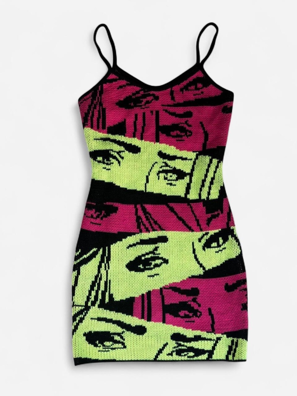 Pop Art Slip Mini Dress - Pink & Lime